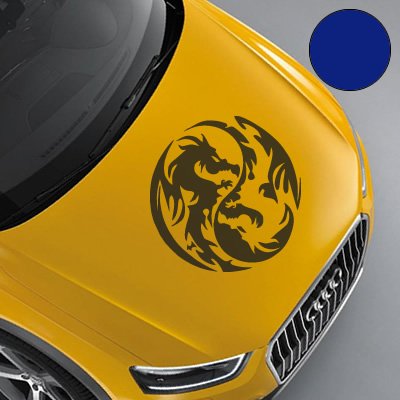 A743 Autoaufkleber "Yin Yang Drache" 60cm x 60cm markantblau (erh. in 49 Farben und 3 Größen) von Klebesüchtig