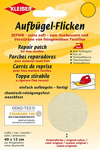 Kleiber + Co.GmbH Aufbügel-Flicken Zephir, Creme, ca. 40 cm x 12 cm von Kleiber