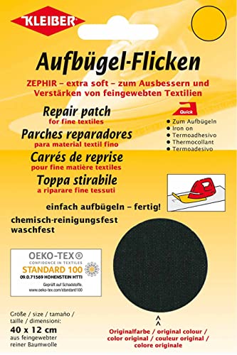 Kleiber + Co.GmbH Aufbügel-Flicken Zephir, schwarz, ca. 40 cm x 12 cm von Kleiber