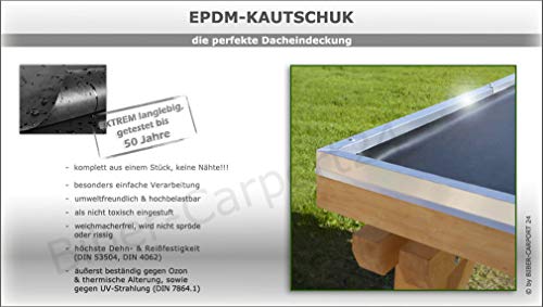 KlesTec EPDM-Folie in 1,14mm Stärke; für Carport-Dach, Garage, Vordächer oder Pergola, VERSCHIEDENE GRÖßEN, wahlweise mit Flächenkleber (3,05 x 8,00 m + Kleber KlesTec TK-4413) von KlesTec