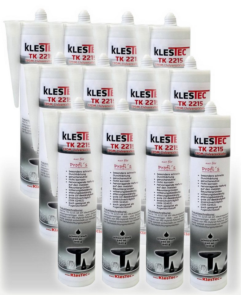 KlesTec Klebstoff TK-2215 EPDM-Universalkleber, (12-tlg), Kleb-Dichtstoff für EPDM-Dachfolien, Anschluss, Dach-Abdichtung von KlesTec