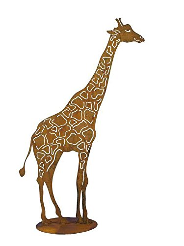 Gartenfigur Rost auf festem Stand – Hochwertig & Wetterfest - Metall Tierfigur - Edelrost Dekofigur/Tier Figur – Gartendeko/Dekoration (Giraffe - Höhe 100cm) von Klocke Edelrost Dekor