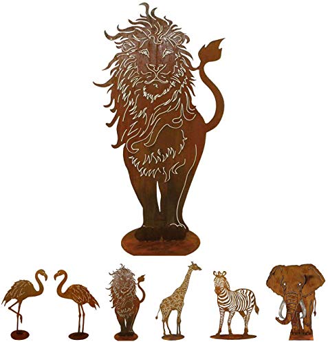 Gartenfigur Rost auf festem Stand – Hochwertig & Wetterfest - Metall Tierfigur - Edelrost Dekofigur/Tier Figur – Gartendeko/Dekoration (Löwe - Höhe 100cm) von Klocke Edelrost Dekor