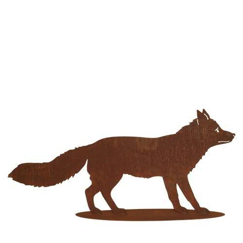 Rostdeko für Garten - Dekofigur: Großer Fuchs auf Platte (Fester Stand) - Länge 100cm / Höhe 45cm - Edelrost Outdoor Dekoration von Klocke Edelrost Dekor