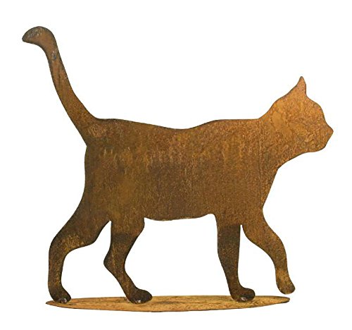 Rostige Gartendeko - Edelrost Tier: Große Katze auf Platte - Höhe 50cm - Rost Dekoration/Dekokatze/Katzendekoration von Klocke Edelrost Dekor