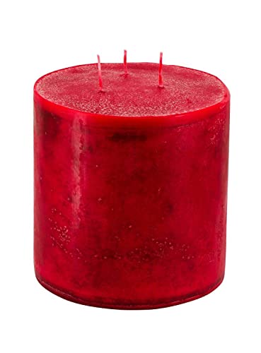 Hochwertige Mehrdochtkerze/Dreidochtkerze – Gefahrloses & Gleichmäßiges Abbrennen - Stumpenkerze (Karminrot, Ø 15 cm/Höhe 15 cm) von Klocke Kerzen
