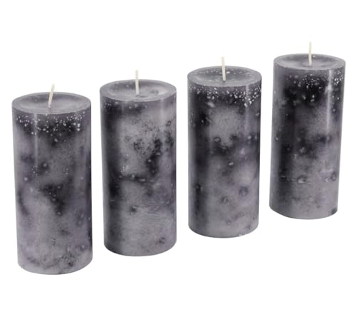 Trendkerzen - Adventskerzen/Stumpenkerzen/Kerzen Weihnachten (Anthrazit, Groß & Schlank: Höhe 13cm / Ø 6cm - 4 Stück) von Klocke Kerzen