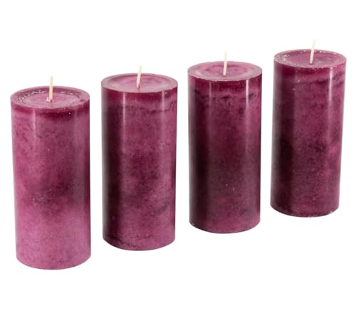 Trendkerzen - Adventskerzen/Stumpenkerzen/Kerzen Weihnachten (Erika, Groß & Schlank: Höhe 13cm / Ø 6cm - 4 Stück) von Klocke Kerzen
