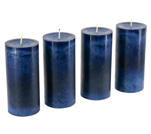 Trendkerzen - Adventskerzen/Stumpenkerzen/Kerzen Weihnachten (Nachtblau, Groß & Schlank: Höhe 13cm / Ø 6cm - 4 Stück) von Klocke Kerzen