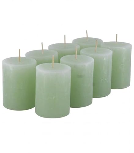 Hochwertige & Rustikale Stumpenkerzen - Wachskerzen/Rustickerzen/Adventskerzen Weihnachten (Softgrün, Klein: Höhe 8cm / Ø 6cm) von Klocke Kerzen