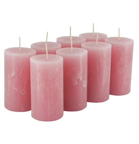 Rustikale Stumpenkerzen – 8 Stück - Wachskerzen/Rustickerzen/Adventskerzen Weihnachten (Antik Rosa, Standard: Höhe 11cm / Ø 6cm) von Klocke Kerzen