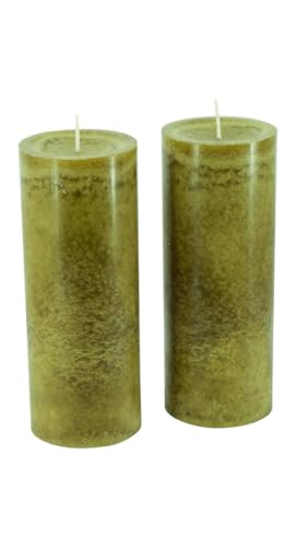 Trendkerzen - Adventskerzen/Kranzkerzen/Stumpenkerzen Weihnachten (Olive, XL & Schlank: Höhe 18cm / Ø 7cm - 2 Stück) von Klocke Kerzen
