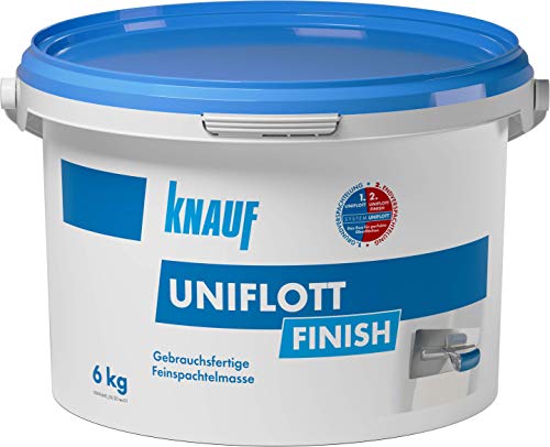 Knauf 696535 Uniflott Finish Gipsspachtel End-Verspachtelung von Gipsplattten-Fugen, 6 kg – Spachtel, Feinspachtel-Masse gebrauchsfertig, weiß von Knauf