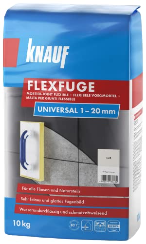 Knauf Flexfuge Universal 10 kg Weiß, universell einsetzbar für ein besonders glattes Fugenbild auf Wand & Boden im Innen- & Außenbereich, schnellhärtender Fugenmörtel auf Zementbasis von Knauf
