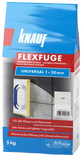 Knauf Flexfuge Universal 5 kg Weiß, universell einsetzbar für ein besonders glattes Fugenbild auf Wand & Boden im Innen- & Außenbereich, schnellhärtender Fugenmörtel auf Zementbasis von Knauf