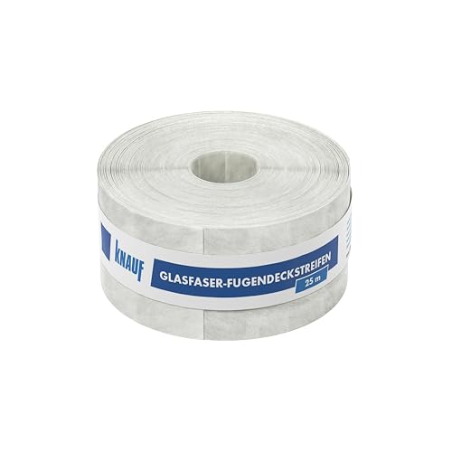 Knauf Glasfaser-Fugendeckstreifen zum lückenlosen Verspachteln von Fugen – Bewehrungs-Streifen zum Verfugen von Gipskarton-Platten bzw. Gipsfaser-Platten, 50 mm x 25 m von Knauf