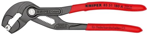 KNIPEX Federbandschellenzange für Schlauchschellen, Chrom-Vanadium, atramentiert, 180 mm (SB-Karte/Blister), 85 51 180 A SB von Knipex