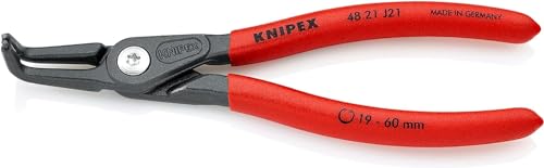 Knipex Präzisions-Sicherungsringzange für Innenringe in Bohrungen grau atramentiert, mit rutschhemmendem Kunststoff überzogen 165 mm (SB-Karte/Blister) 48 21 J21 SB von Knipex