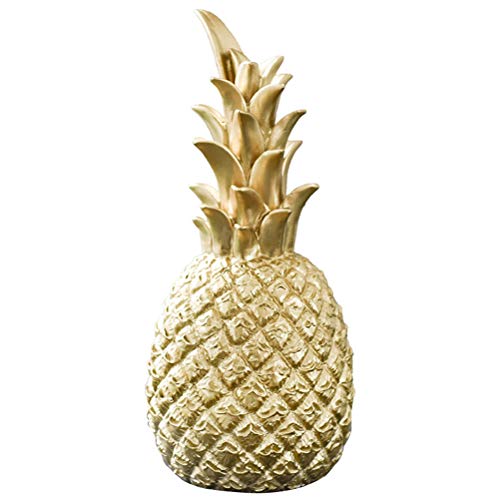 Knowooh Deko Ananas Kreative Harz Ananas Figur Dekofigur Tischdeko Verzierung(Golden,L) von Knowooh