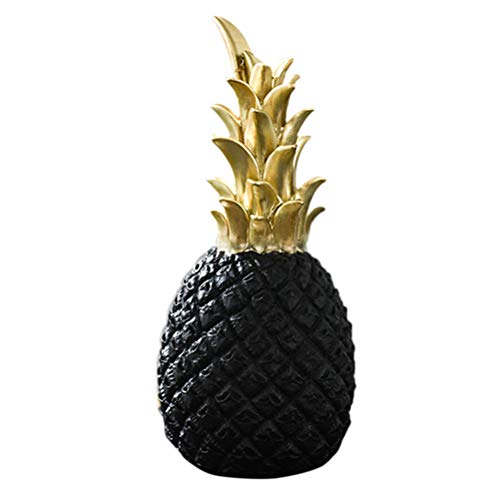 Knowooh Deko Ananas Kreative Harz Ananas Figur Dekofigur Tischdeko Verzierung(Schwarz,L) von Knowooh