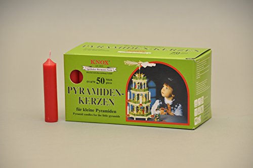 Knox Pyramidenkerzen 14/70 – Rot - 50 Stück / Pkg. – tropffrei – Kein Bienenwachs (Rot) von KNOX