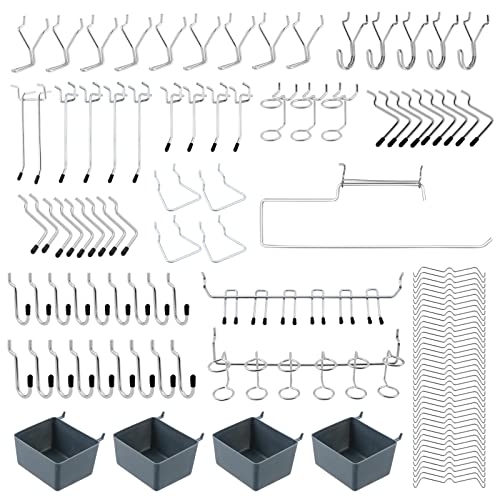 Knpwer 113 Stücke Werkzeuglochwand Haken, Lochwandhaken,Werkzeuglochwand Haken mit 4 Stecktafelkörben,für Organisationswerkzeuge von Knpwer