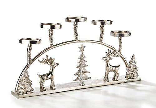 Kobolo Kerzenhalter Teelichthalter Bogenförmig -Weihnachten- Metall - Silber - 53x7x26cm von Kobolo
