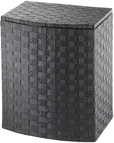 Kobolo Praktischer Wäschebehälter aus geflochtenem Nylon mit Deckel Schwarz von Kobolo