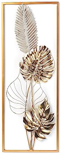 Wandbild Wanddeko Metallbild - GOLDEN Monstera - Metall - weiß Gold von Kobolo