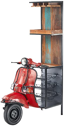Kobolo Weinregal Anrichte Barregal Barwagen Scooter Bar ROT - Vintage - 115x70x190 cm von Kobolo