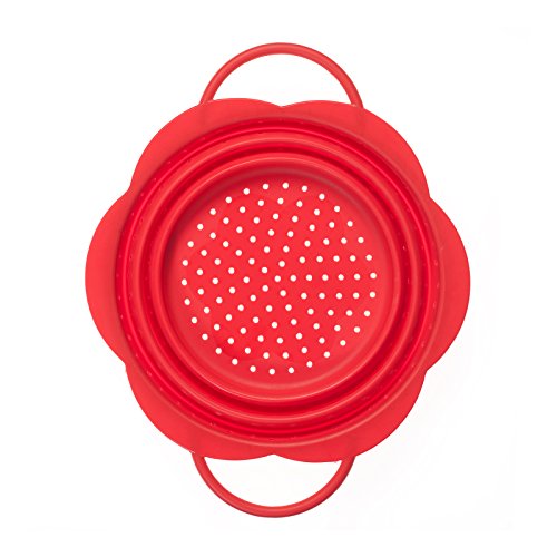 Kochblume Faltsieb M | Premium-Silikon & BPA frei| Hitzebeständig | Spülmaschinenfest | Platzsparend | Farbe: rot von Kochblume