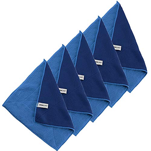 Kochblume 1-3-5-10er Set | Microfasertuch Putztuch 30 x 30cm, Aufnahmefähigeit bis ca. 300 ml | In der bunter Box (blau-DKL-blau, 5er Set) von Kochblume