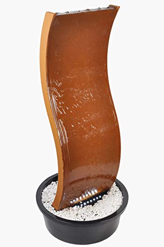 KÖHKO® Wasserwand „Otter-CO“ mit LED-Beleuchtung aus Cortenstahl 23002-CO Springbrunnen Wasserspiel von Köhko