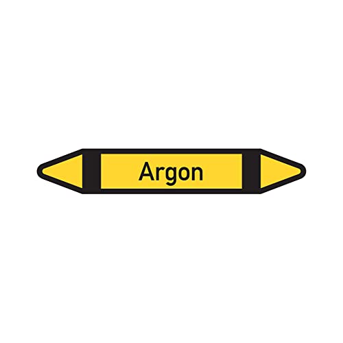 Aufkleber I RKZ-Etikett Argon, DIN 2403, gelb/schwarz/schwarz, f.Ø25-40mm, 154x26mm, 5/Bogen von König Werbeanlagen