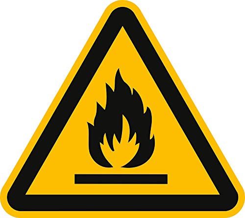 Schild Warnung vor feuergefährlichen Stoffen 20cm sl Alu gemäß ISO 7010, W021 von König Werbeanlagen