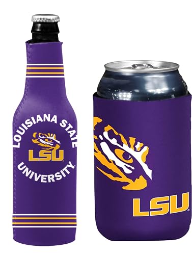 College Team Farblogo Dosen- und Flaschenhalter Isolator Getränkekühler Set (LSU Purple Crest/Logo (Tigers)) von Kolder