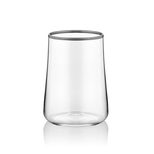 Koleksiyon Kleines Wasserglas zum Kaffee transparent mit Platinrand stilvoll120 ml 6er Set von Koleksiyon