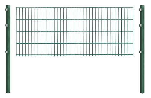 Doppelstabmattenzaun - Komplettset inkl. Pfosten (60x40mm) und Montagematerial - Verschiedene Längen und Höhen – Grün oder Anthrazit (L 4 m - H 83 cm, grün) von Koll Living Garden