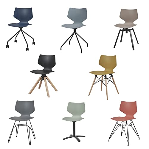 Kollecture Stuhl Esszimmerstuhl Bürostuhl Skandinavisch Verschiedene Beine + Farben Julien Farbe Blau, Größe Fuß 1 Schwarz von Kollecture