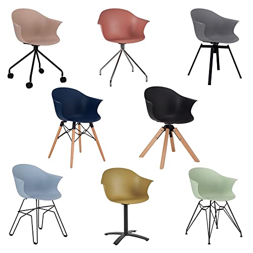 Stuhl Kunststoff Bürostuhl Skandinavisch Verschiedene Beine + Farben Stühle NOÉ Farbe Rot, Größe Fuß 5 Holz von Kollecture