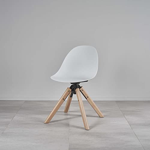 Stuhl mit drehbarem Holzgestell Kunsstoffschale Skandinavisch Esszimmer Carine Farbe Weiß von Kollecture