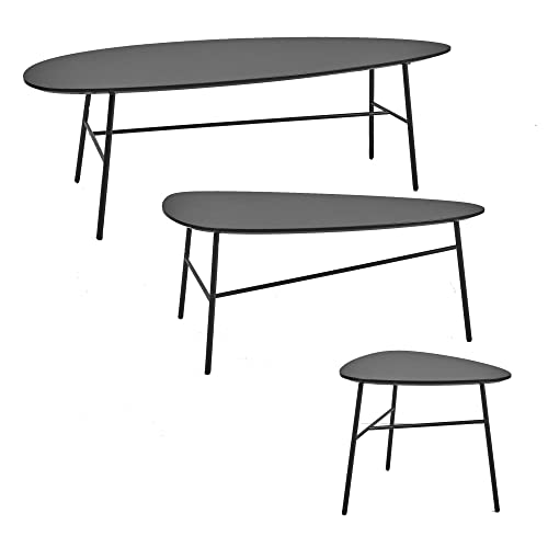Tisch Wohnzimmertisch Couchtisch Holz Metall Weiß Grau Schwarz Sofatisch Magali Farbe Grau, Größe 50x93 von Kollecture