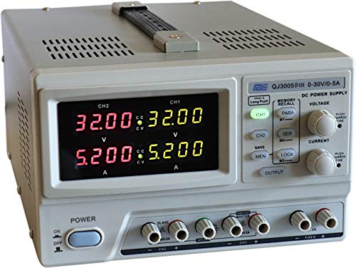 Komerci QJ3005PIII Regelbares Doppel-Labornetzteil 2x0-30V, 0-5A, OCP, programmierbar & steuerbar mit PC, Labornetzgerät von Komerci