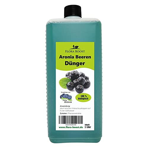 Konfitee Aronia Beeren Dünger Flora Boost 1000ml I Für bis zu 200L Gießwasser I Obst- & Beerendünger für Aronia Pflanzen I Flüssiger Blatt- & Wurzeldünger I 100% natürlicher Pflanzendünger von Flora Boost