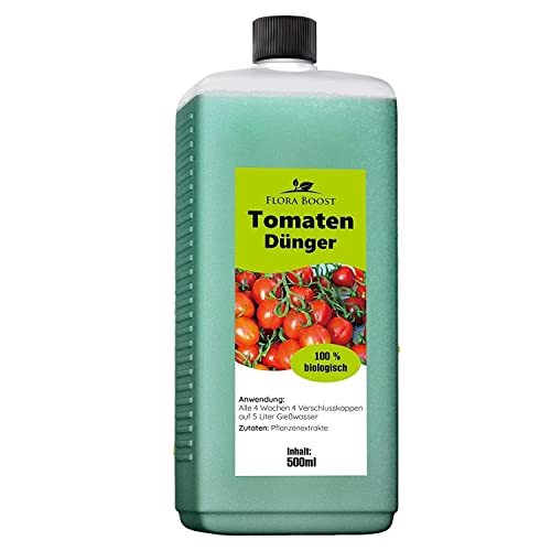 Konfitee Tomaten Dünger Flora Boost 500ml I Für bis zu 100L Gießwasser I Dünger für Tomaten- & Gemüsepflanzen I Flüssiger Blatt- & Wurzeldünger I 100% natürlicher Pflanzendünger von Flora Boost