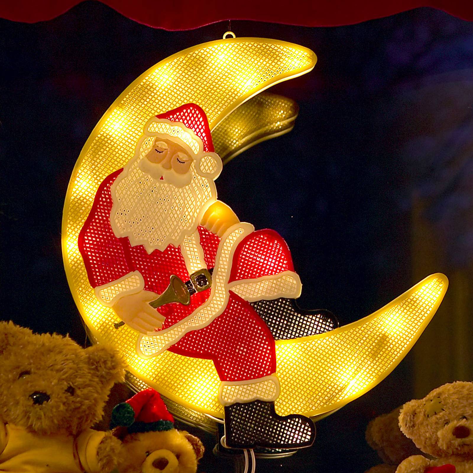 LED-Fensterbild Weihnachtsmann im Mond von Konstsmide Christmas