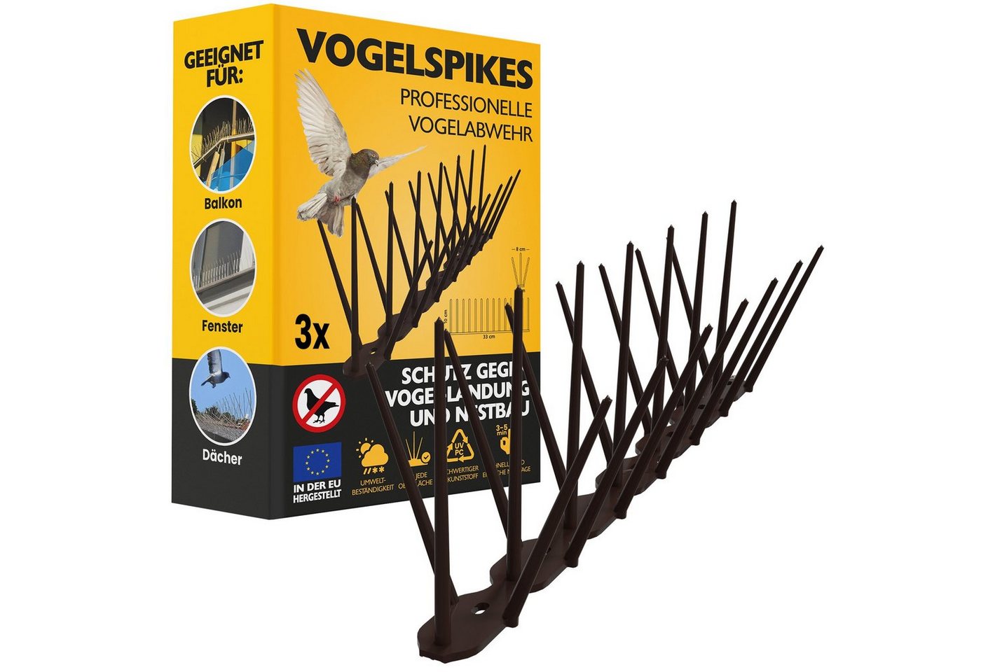 Konzept 11 Taubenspikes Taubenabwehr Kunststoff 33 cm, Set, 3-St. von Konzept 11