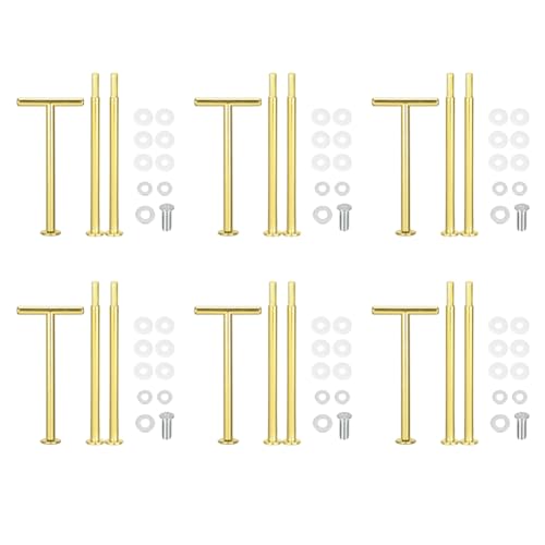 Koomuao 6 Pack Etageren Stangen Set, Etagerenhalter Mittellochausstech 2 bis 3 Etage,Etagere Bausatz Metallstangen, für Hochzeitstorte Tortenhalter Torten Etagere Tortenständer (Gold) von Koomuao