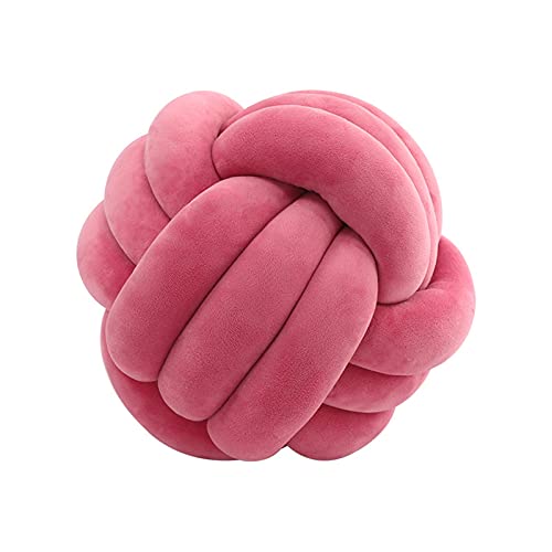 Koomuao Knotenkissen Rund Weicher Samtstoff Knoten-Ball-Kissen Nordische Dekokissen Zierkissen Knoten Geknotetes Kissen für Sofa, Bett, Wohnzimmer, Babyzimmer (Rose Rot, 28cm) von Koomuao