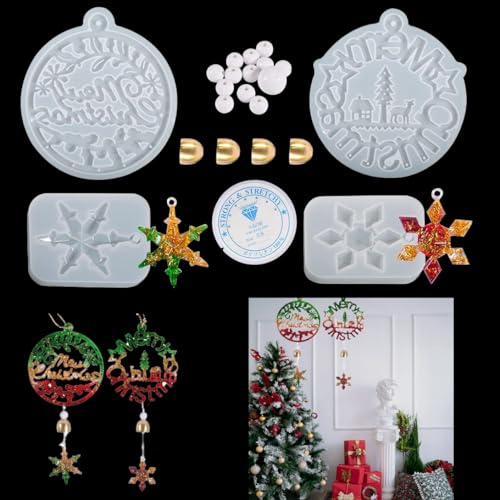 Koonafy Silikonformen Epoxidharz Set, Schneeflocken Harzformen, Resin Silikonform Untersetzer für Windspiele, Weihnachten Dekorationen von Koonafy